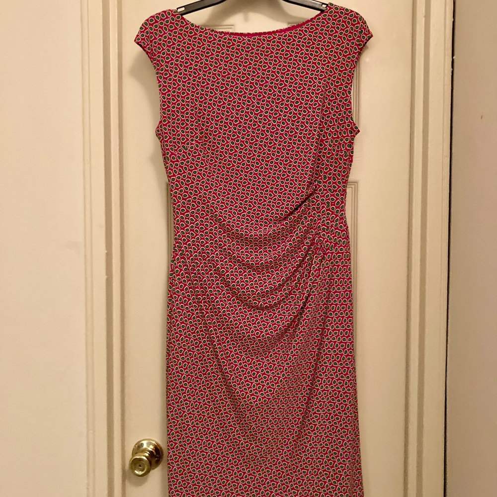 Ralph Lauren Dress Summer Sleeveless Dress Pink with green leaf design NWT